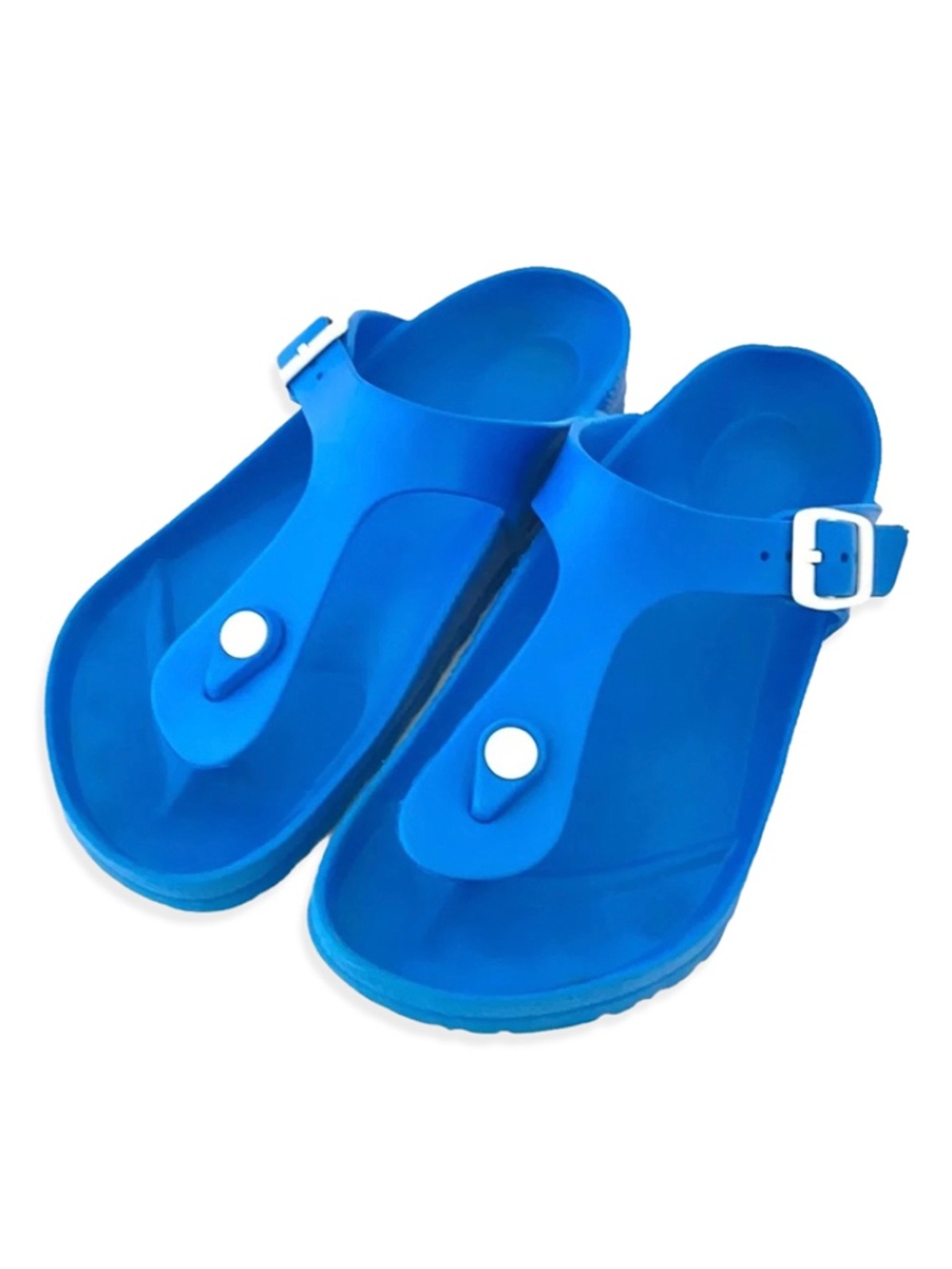 Birkenstock Gizeh EVA sandals Size 37  6.5-7 Bright Blue with white buckles.
